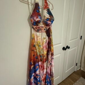 Jovani Multicolor Halter Prom Dress